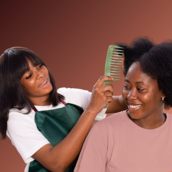 Stylist reviewing client history before appointment